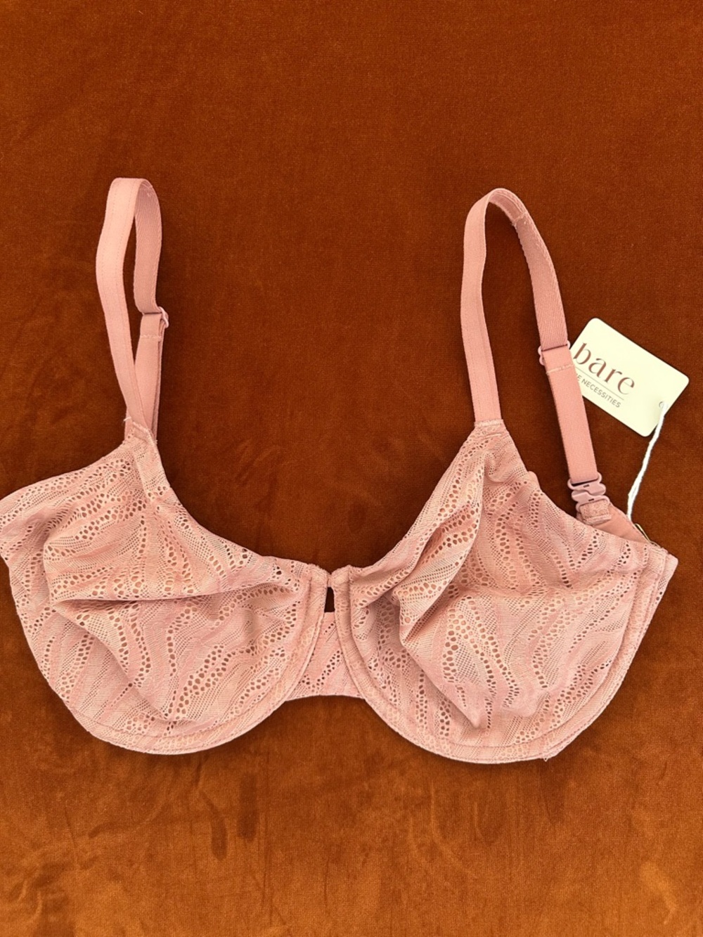 Bare Essentials NWT Absolute Minimizer  Textured Bra In Ash Rose 30H